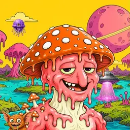 Oozlings #3636, Mutated Mushroom Head · Turquoise Swamp