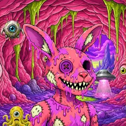 Oozlings #3643, Mutated Zombie Bunny · Flesh Cave