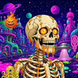 Oozlings #3647, Skull · Neon City
