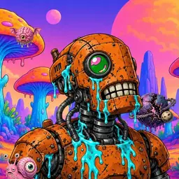 Oozlings #3649, Rusty Robot · Mushroom Desert