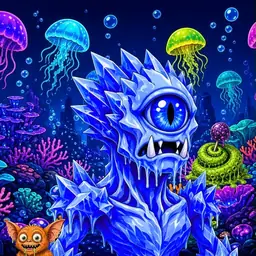 Oozlings #3656, Mutated Ice Cyclops · Glow Reef