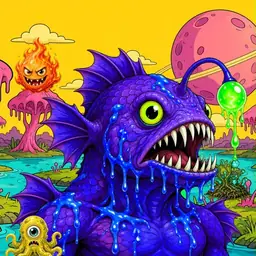 Oozlings #3662, Mutated Anglerfish · Turquoise Swamp