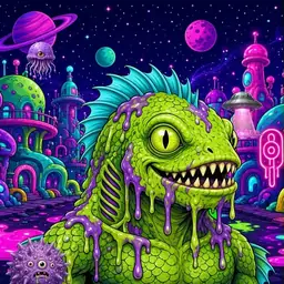 Oozlings #367, Swamp Fish · Neon City