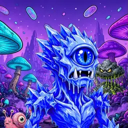 Oozlings #3671, Mutated Ice Cyclops · Fungus Forest