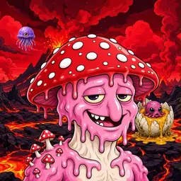 Oozlings #3673, Mushroom Head · Lava Fields