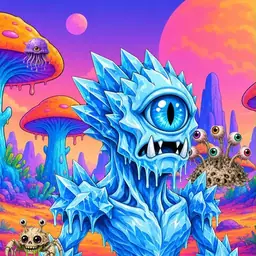 Oozlings #3676, Ice Cyclops · Mushroom Desert