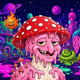 Oozlings #368, Mushroom Head · Neon City