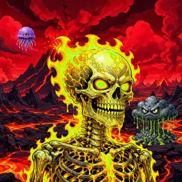 Oozlings #3681, Mutated Fire Skull · Lava Fields