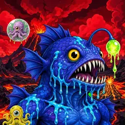 Oozlings #3684, Anglerfish · Lava Fields