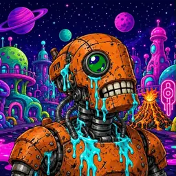 Oozlings #3706, Rusty Robot · Neon City