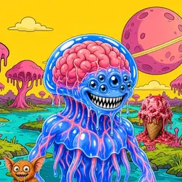 Oozlings #3717, Mutated Jellyfish Brain · Turquoise Swamp