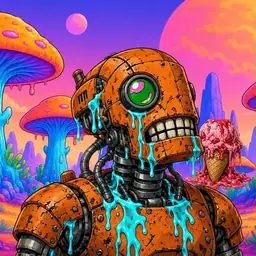 Oozlings #3721, Rusty Robot · Mushroom Desert