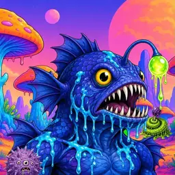 Oozlings #3727, Anglerfish · Mushroom Desert