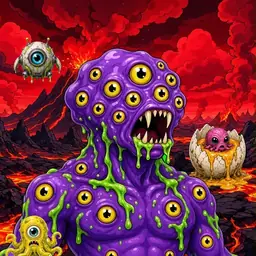 Oozlings #3729, Eyeball Cluster · Lava Fields