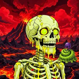 Oozlings #3730, Mutated Skull · Lava Fields
