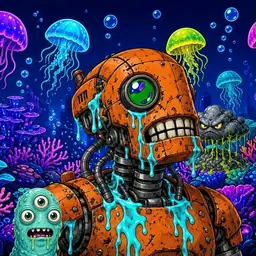 Oozlings #374, Rusty Robot · Glow Reef