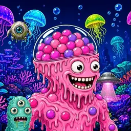 Oozlings #3743, Gumball Brain · Glow Reef