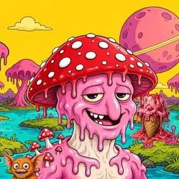 Oozlings #3744, Mushroom Head · Turquoise Swamp