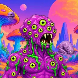 Oozlings #3750, Mutated Eyeball Cluster · Mushroom Desert