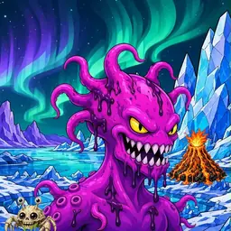 Oozlings #3758, Squid · Aurora Ice