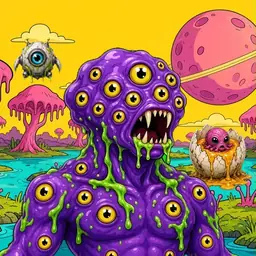 Oozlings #3766, Eyeball Cluster · Turquoise Swamp