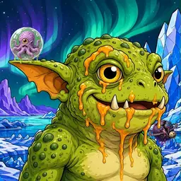 Oozlings #3774, Toad Goblin · Aurora Ice
