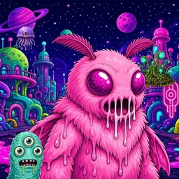 Oozlings #3779, Mutant Moth · Neon City