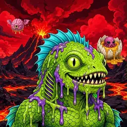 Oozlings #3783, Swamp Fish · Lava Fields