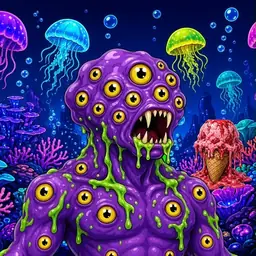 Oozlings #3784, Eyeball Cluster · Glow Reef