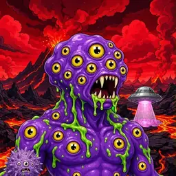 Oozlings #3785, Eyeball Cluster · Lava Fields
