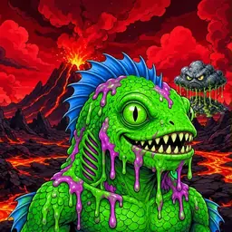 Oozlings #379, Mutated Swamp Fish · Lava Fields