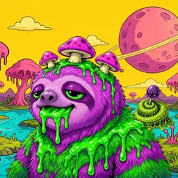 Oozlings #3796, Mutated Slime Sloth · Turquoise Swamp