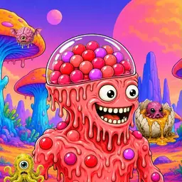 Oozlings #3804, Mutated Gumball Brain · Mushroom Desert