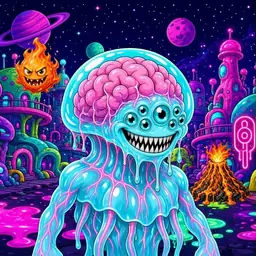Oozlings #3814, Jellyfish Brain · Neon City