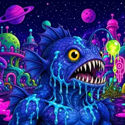 Oozlings #3816, Anglerfish · Neon City