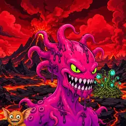 Oozlings #3817, Mutated Squid · Lava Fields