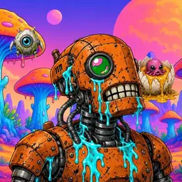 Oozlings #3821, Rusty Robot · Mushroom Desert