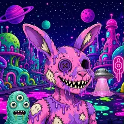 Oozlings #3839, Zombie Bunny · Neon City
