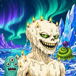 Oozlings #384, Candle Wax · Aurora Ice