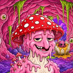 Oozlings #3846, Mushroom Head · Flesh Cave
