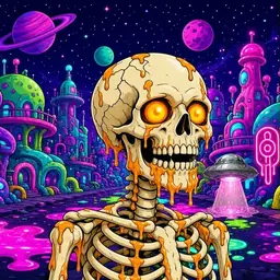 Oozlings #3847, Skull · Neon City