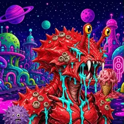 Oozlings #3859, Crab · Neon City