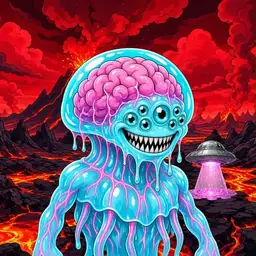 Oozlings #3868, Jellyfish Brain · Lava Fields