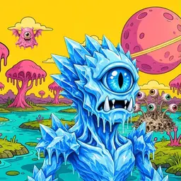 Oozlings #3870, Ice Cyclops · Turquoise Swamp