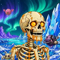 Oozlings #388, Skull · Aurora Ice