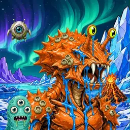 Oozlings #3880, Mutated Crab · Aurora Ice