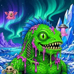 Oozlings #3885, Mutated Swamp Fish · Aurora Ice