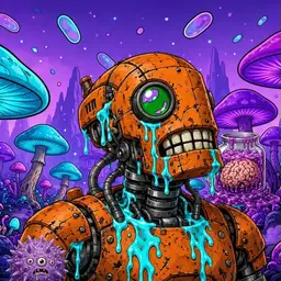 Oozlings #3887, Rusty Robot · Fungus Forest
