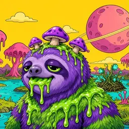 Oozlings #3888, Slime Sloth · Turquoise Swamp