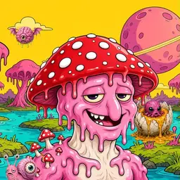 Oozlings #3890, Mushroom Head · Turquoise Swamp